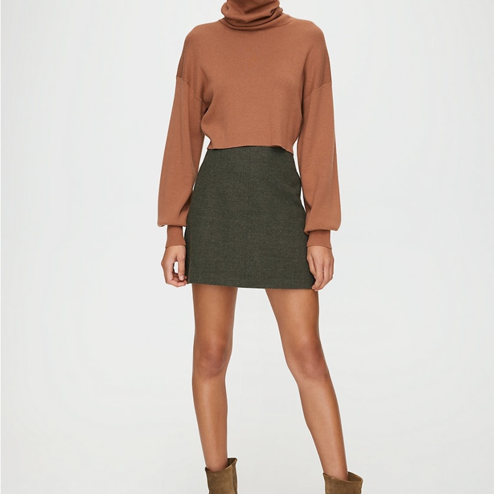 Aritzia Wilfred Renée Skirt Green H.ludlow Black Twill Size 6 with Pockets